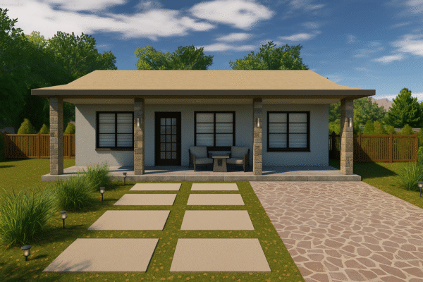 Small Custom 1 Story House Plan with 2 Bedroom and 2 Bathrooms