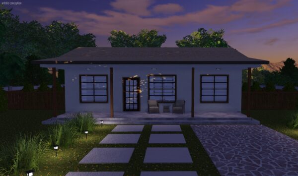 Small Custom 1 Story House Plan with 2 Bedroom and 2 Bathrooms - Image 3